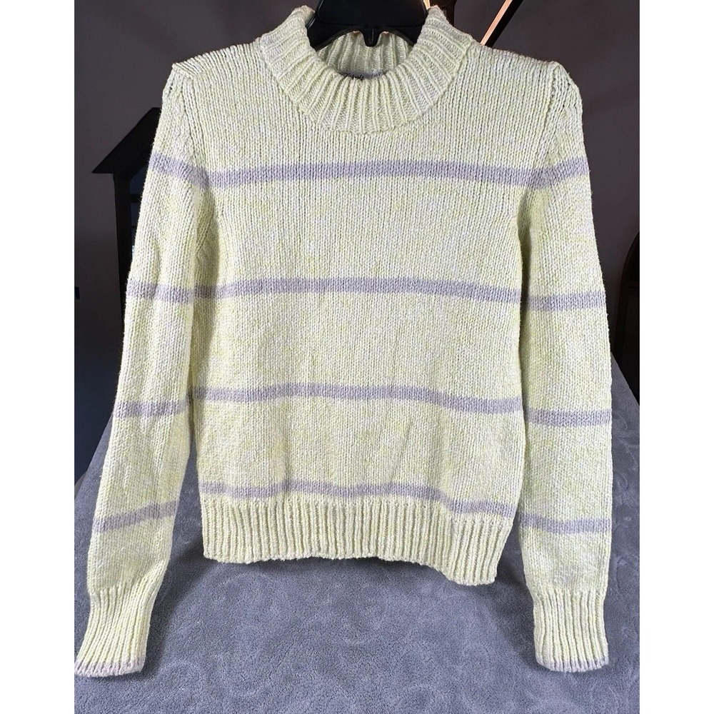 Faherty Striped Chunky Knit Cuddle Sweater XS Yellow Bright Crew Butter So Soft